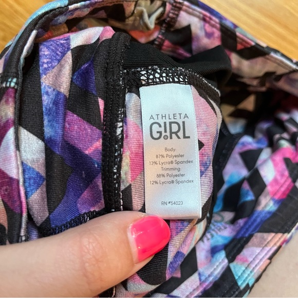 Athleta Girl black cropped leggings with multicolored detail size medium 8-10 - Picture 3 of 5